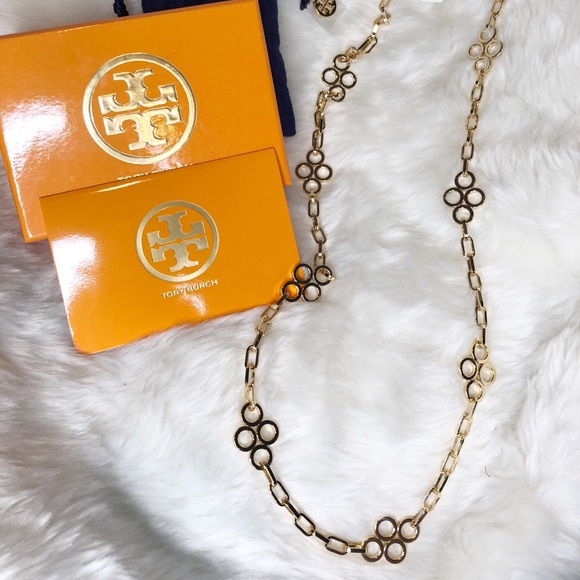 Tory Burch Jewelry - Tory Burch Large clover necklace gold new